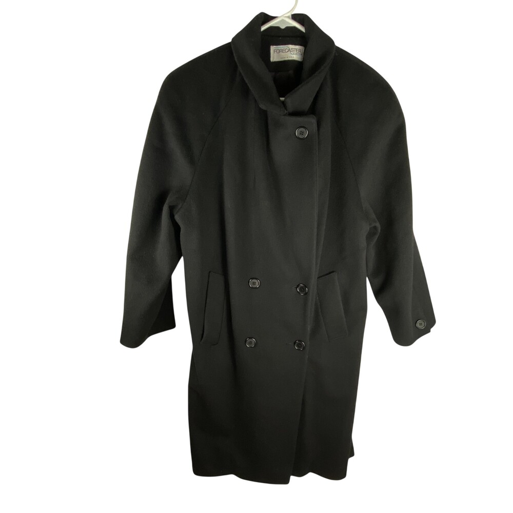 Vintage Forecaster Of Boston Coat Womens Size 8 Black Wool Long Overcoat USA
